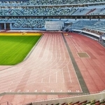 　国立競技場の陸上トラック（ＪＳＣ提供）