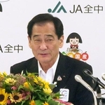 　記者会見するＪＡ全中の山野徹会長＝２１日午後、東京都千代田区