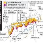 　南海トラフ巨大地震での主な都県別の事前避難対象者数