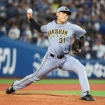 　プロ初先発で５回２安打無失点と力投した阪神・早川＝横浜