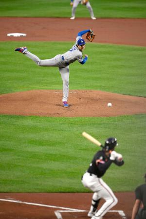 　オリオールズ戦に先発登板したドジャース・大谷＝ボルティモア（共同）