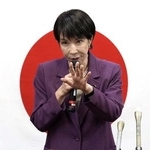 　自民党総裁選に向けた集会で、支持を訴える高市早苗前経済安保相＝２６日、名古屋市