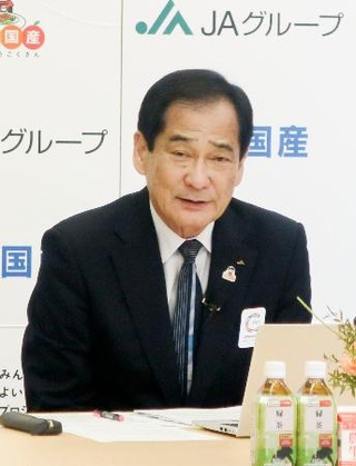 　記者会見するＪＡ全中の山野徹会長＝９日午後、東京都千代田区