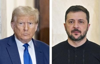 　トランプ米大統領、ウクライナのゼレンスキー大統領（ともにゲッティ＝共同）