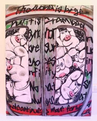 　「Ｋｉｓ-Ｍｙ-Ｆｔ２」の千賀健永さんが手がけた、ロンドンの地下鉄を題材とした絵画＝ロンドン（共同）