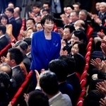 　自民党の新総裁に選出された高市早苗氏＝４日午後２時５５分、東京・永田町の党本部