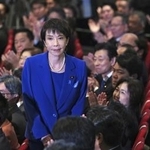 　４日、自民党総裁に選出された高市前経済安保相＝東京・永田町の党本部