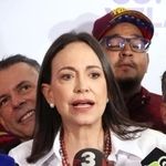 　マリア・コリナ・マチャド氏＝２０２４年７月、ベネズエラ・カラカス（共同）