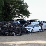 　合同捜査本部が捜索に入ったヤード＝３０日午後、茨城県古河市