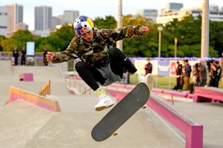 　ストリート男子で優勝した小野寺吟雲＝ライブドア・アーバンスポーツパーク