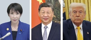 　高市早苗首相、中国の習近平国家主席（新華社＝共同）、トランプ米大統領（ゲッティ＝共同）