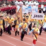 　ＴＳＭＣの社内運動会に参加したＪＡＳＭのチーム＝８日、台湾・新竹県（共同）