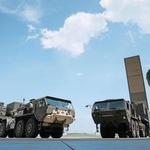 　９月、米軍岩国基地に展開した中距離ミサイル発射装置「タイフォン」＝山口県岩国市