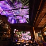 　国宝に指定されている「白水阿弥陀堂」で行われたプロジェクションマッピングの試験点灯＝１３日午後、福島県いわき市