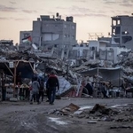 　イスラエルの攻撃で破壊された建物＝１６日、ガザ北部（ゲッティ＝共同）