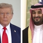 　トランプ米大統領、サウジアラビアのムハンマド皇太子（いずれもゲッティ＝共同）