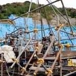 　報道陣に公開された、敦賀原発２号機周辺のボーリング調査の現場＝１９日午前、福井県敦賀市