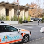 　ウクライナ和平案の協議を巡り、警備が強化されたスイス・ジュネーブのホテル＝２３日（共同）