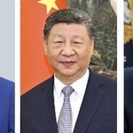 　高市早苗首相、中国の習近平国家主席（新華社＝共同）、トランプ米大統領（ゲッティ＝共同）