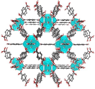 　ＰＦＡＳに吸着作用を示す代表的なＭＯＦの一つの構造を再現した画像（東邦大の今野大輝准教授提供）