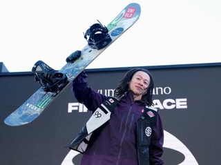 　男子ハーフパイプで優勝した平野歩夢＝張家口・密苑（共同）