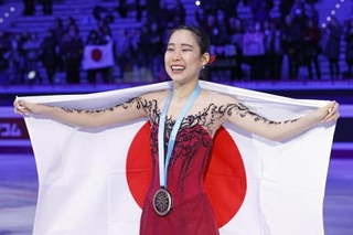 　２０２２年１２月、フィギュアスケート・ＧＰファイナルの女子で初出場優勝を果たした三原舞依＝イタリア・トリノ（共同）
