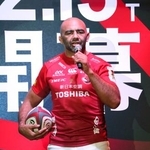 　ラグビーのＮＴＴリーグワン開幕に向けた記者会見で意気込みを語るＢＬ東京のリーチ＝２日、東京都内