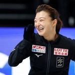 　公式練習に臨む坂本花織＝ＩＧアリーナ