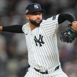 　１０月、ブルージェイズとのプレーオフで登板したヤンキースのデビン・ウィリアムズ＝ニューヨーク（ＡＰ＝共同）