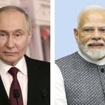 　ロシアのプーチン大統領（ゲッティ＝共同）、インドのモディ首相