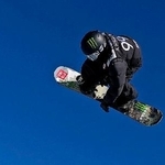 　決勝進出を決めた、スノーボード男子ハーフパイプの平野歩夢＝張家口・密苑（共同）