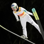 　Ｗ杯ジャンプ女子個人第５戦で３位となった丸山希の１回目の飛躍＝ビスワ（共同）