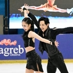 　アイスダンスＲＤ　演技する櫛田育良（左）、島田高志郎組＝ザグレブ（共同）