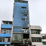 　火災があったジャカルタのビル＝９日（共同）