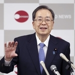 　共同通信加盟社論説研究会で講演する公明党の斉藤代表＝９日午後、東京・東新橋