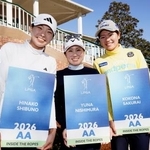 　来季出場資格を獲得した（左から）渋野日向子、西村優菜、桜井心那＝マグノリアグローブ（共同）