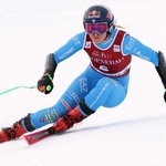 　今シーズン初勝利を挙げたソフィア・ゴッジャ（イタリア）＝２１日、バルディゼール（ロイター＝共同）