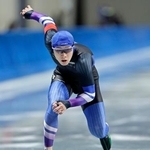 　男子５００メートル　３４秒３６で優勝した森重航＝長野市エムウェーブ