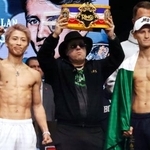 　前日計量をクリアした井上尚弥（左）とアラン・ピカソ（右）＝２６日、リヤド（共同）