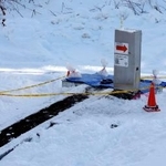 　男児が腕を挟まれたスキー場のエスカレーター＝２８日午後、北海道小樽市