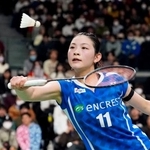 　女子シングルス準決勝　プレーする宮崎友花＝京王アリーナＴＯＫＹＯ