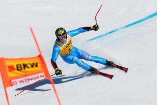 　アルペンスキーＷ杯の男子スーパー大回転に出場したジョバンニ・フランツォニ＝１６日、ウェンゲン（ゲッティ＝共同）