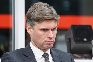 　１６日、モスクワで開かれた無人技術開発に関する会合に参加したロシア国営宇宙開発企業ロスコスモスのバカノフ社長（タス＝共同）