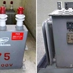 　ＰＣＢが含まれた変圧器（右）と蓄電器（環境省提供）