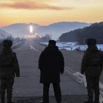 　北朝鮮の朝鮮人民軍が４日に行った極超音速ミサイルの発射訓練＝平壌（朝鮮中央通信＝共同）