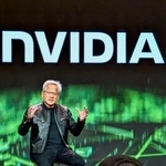 　記者会見するエヌビディアのジェンスン・フアンＣＥＯ＝６日、米ラスベガス（共同）