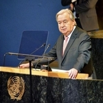 　国連のグテレス事務総長＝昨年９月、米ニューヨークの国連本部