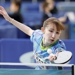 　女子シングルス４回戦を快勝した早田ひな＝東京体育館