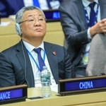 　中国の傅聡国連大使＝２０２５年９月、米ニューヨーク（タス＝共同）