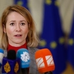 　記者会見に臨むＥＵのカラス外交安全保障上級代表＝２９日、ブリュッセル（ＡＰ＝共同）